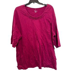 Liz & Me For Catherines Womens 3X 26/28W Pink 3/4 Sleeve Top
